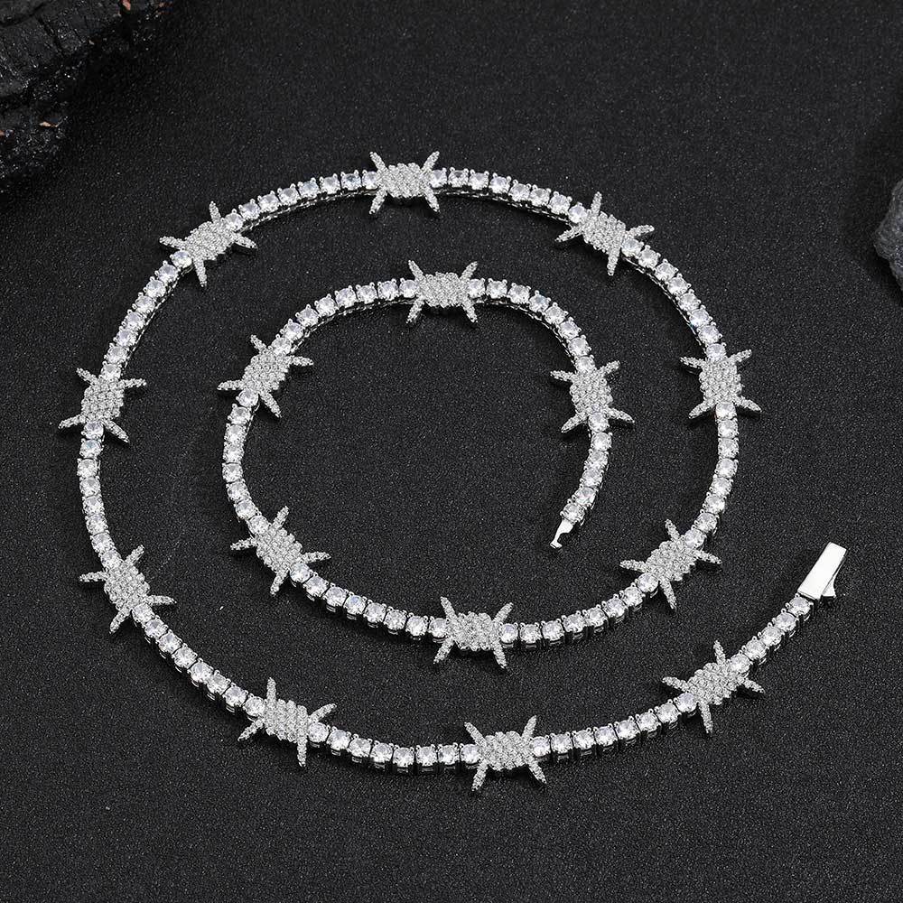 24 Inch Iced Out Barbed Wire T - огляд і ціна Men Accessories Neck Chain